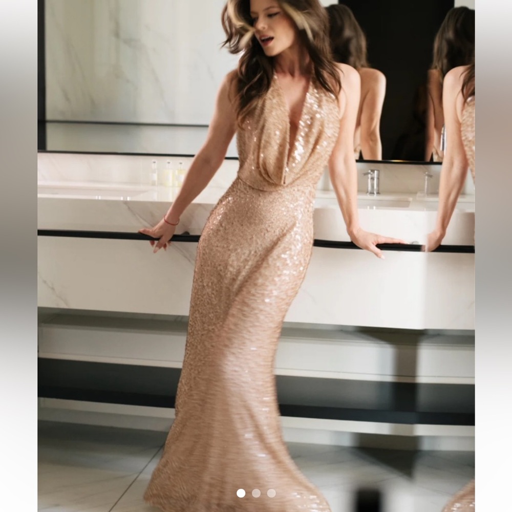 Zara Sequin Halter Maxi Dress